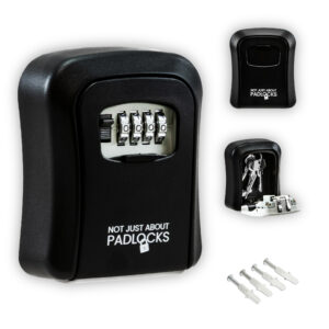 Key Safe Wall Mounted Outdoor 4 Digit Metal Weather Resistant - Black